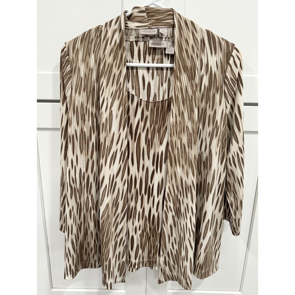 Easywear by Chico's Animal Print‎ Tank Top & Cardigan Set - Size 0